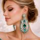 Handmade Jewelry Turquoise Emerald Pearl Drop Earrings